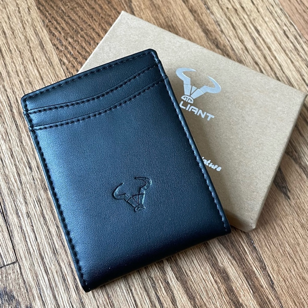 New Bulliant Black Leather Slim Wallet